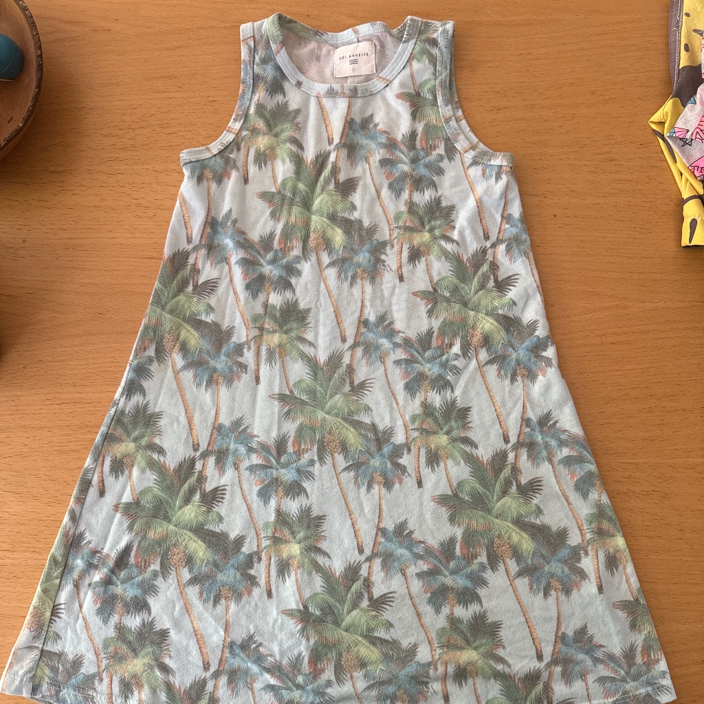 Sol Angeles Light Blue Tank Dress With Palm Tree Theme